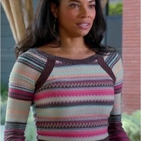 Free People XS Twinkle Stars Striped Boho Sweater - Picture 2 of 6